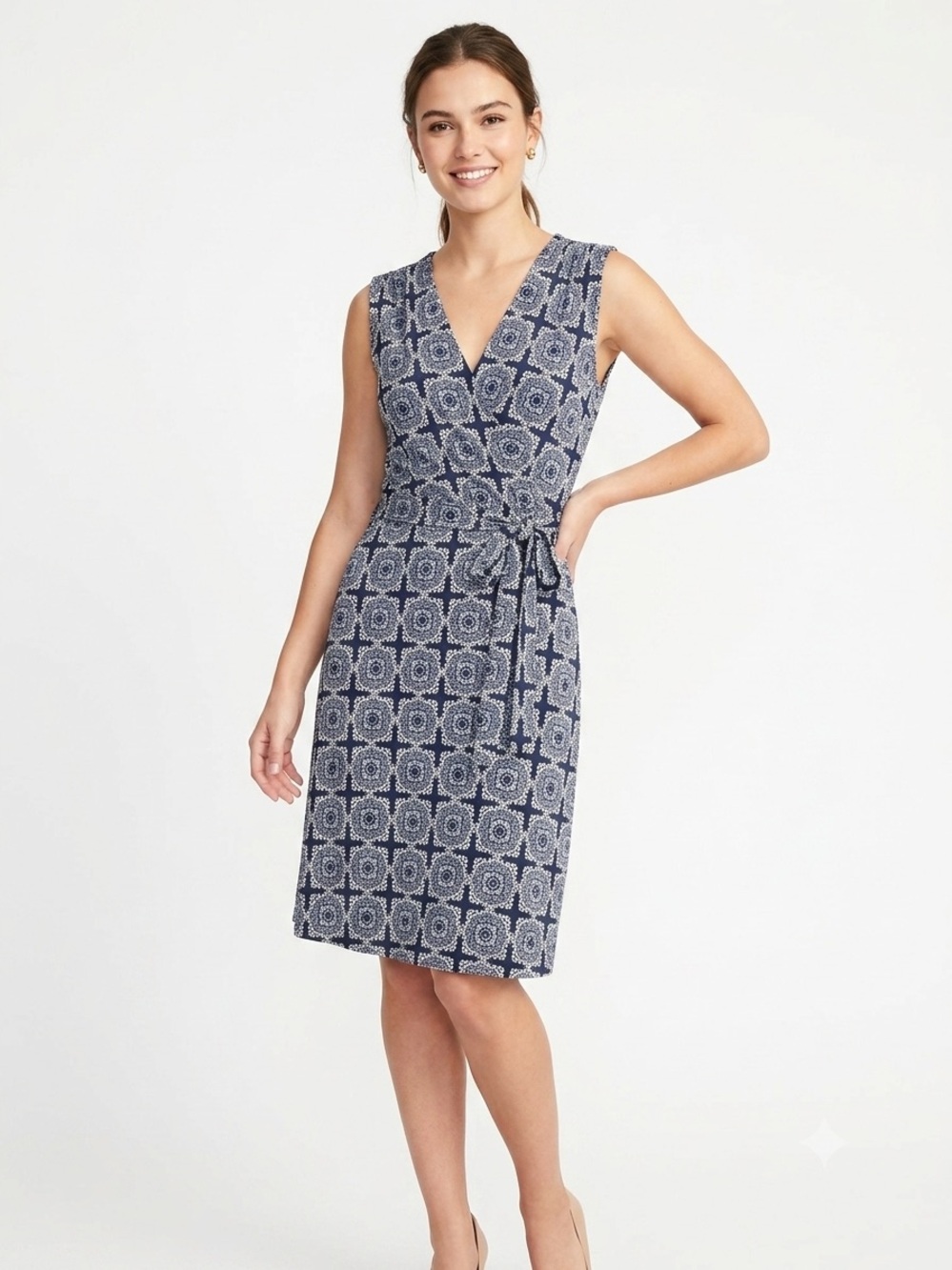 Banana Republic sleeveless jersey faux-wrap dress Size XS